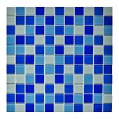 Мозаика Pixel mosaic PIX002 из стекла 30x30 белая / голубая / синяя глянцевая под камень / оттенки цвета, чип 25x25 мм квадратный