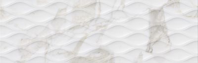 Настенная плитка Undefasa 57113 Calacatta Gold Matt Oval R 31.5x100 белая структурированная под мрамор / орнамент