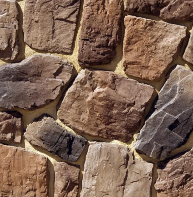 Камень искусственный White Hills 612-90 Рока 4.5x10.5 / 55x30 / вариативный размер коричневый рельефный / матовый