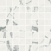Мозаика Italon 610110000632 Шарм Делюкс Инвизибл Мозаика Люкс / Charme Delux Invisible Mosaico Lux 29.2x29.2 белая глянцевая под мрамор, чип квадратный