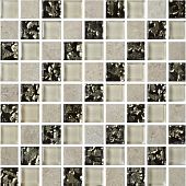 Мозаика Роскошная мозаика МКС 2028 30x30 диагональ бежевая/золотая/молочная матовая, чип 15x15 квадратный