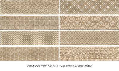 Настенная плитка Cifre 78795263 Decor Opal Vison 7.5x30 бежевая рельефная / глянцевая под ткань / обои
