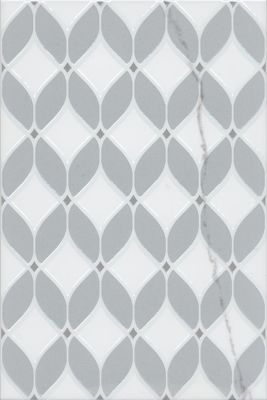Декоративная плитка Kerama Marazzi VT\A623\8376 Мираколи 20x30 белая / серая глянцевая под мрамор с орнаментом