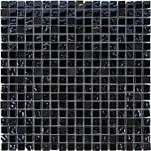 Мозаика Pixel mosaic PIX714 из мрамора и стекла 30x30 черная глянцевая под камень / оттенки цвета, чип 15x15 мм квадратный