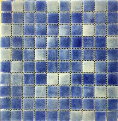 Мозаика Gidrostroy Glass Mosaic QB-002 31.7x31.7 стеклянная сине-голубая глянцевая, чип 30x30 квадратный