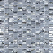 Мозаика Vidrepur С0002277 Bijou Silver (на сетке) 31.5x31.5 серая глянцевая моноколор / авантюрин, чип 12x25 прямоугольный
