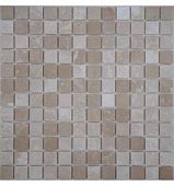 Мозаика FK Marble 35684 Classic Mosaic Crema Marfil 23-6P 30.5x30.5 бежевая полированная, чип 23x23 квадратный
