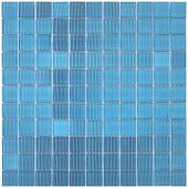 Мозаика Rose Mosaic JS3013 Stripes 32.7x32.7 синяя глянцевая полосы, чип 25x25 квадратный