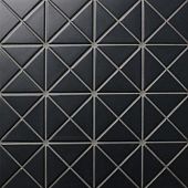 Мозаика Star Mosaic BLACK 25.9x25.9 черная матовая, чип 60x40 треугольный