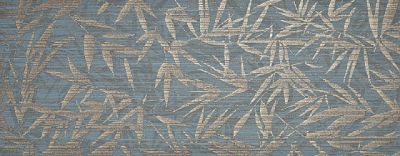 Настенная плитка La Platera LPL_SH_TL35 Shui Teal Leaves 90x35 синяя матовая под обои / флористику