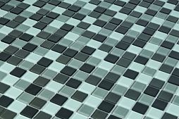 Мозаика Pixel mosaic PIX016 из стекла 30x30 белая / серая / черная глянцевая под камень / оттенки цвета, чип 25x25 мм квадратный
