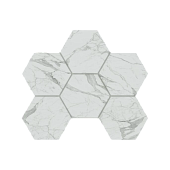 Мозаика Estima Mosaic/MN01_PS/25x28,5/Hexagon Montis White 25x28.5 белая / серая полированная под мрамор, чип гексагон