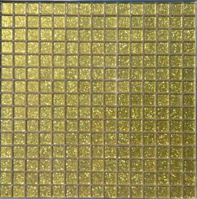Мозаика Rose Mosaic F128 Shiny 32.7x32.7 золотая глянцевая с искрящимся эффектом, чип 20x20 квадратный