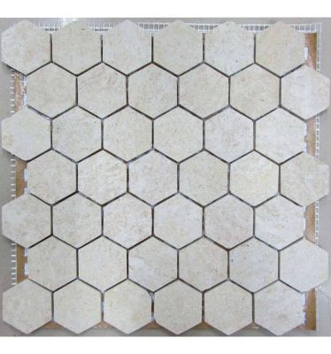 Мозаика FK Marble 30128 Hexagon Travertine 48 30x30 белая матовая