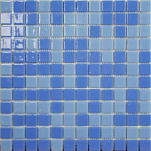 Мозаика Vidrepur С0001673 Mixed № 106/107 (на сцепке) 31.7x39.6 голубая глянцевая авантюрин, чип 25x25 квадратный