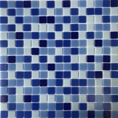 Мозаика Pixel mosaic PIX 104 из стекла 31.6x31.6 синяя / голубая матовая под камень / оттенки цвета, чип 20x20 мм квадратный