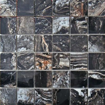 Мозаика Neodom N40001 Mosaico Nairobi Black Polished 30x30 черная полированная под камень, чип 50x50 мм квадратный