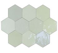Настенная плитка WOW 122083 Zellige Hexa Mint 10.8x12.4 зеленая глянцевая под камень