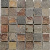 Мозаика Pixel mosaic PIX300 из сланца Slate Rusty 30.5x30.5 серая / коричневая натуральная под камень, чип 48х48 мм квадратный