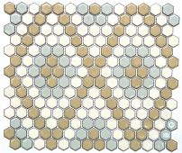 Мозаика NSmosaic PORCELAIN PS2326-42 керамика 306х350 бежевая / голубая / белая глянцевая узор
