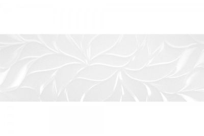 Настенная плитка Absolut Keramika Leaves Stryn Rectificado 30x90 белая матовая с орнаментом