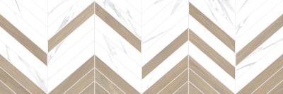 Настенная плитка Alma Ceramica TWU11TOK014 Tokio 200x600 белая / бежевая глянцевая с орнаментом