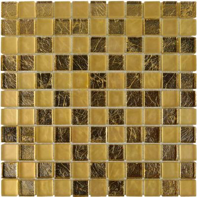 Мозаика Pixel mosaic PIX708 из стекла 30x30 золотая матовая / глянцевая под камень / оттенки цвета, чип 23x23 мм квадратный