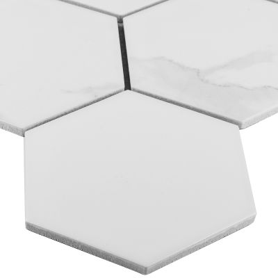 Мозаика Star Mosaic PMFQ82223 / С0004061 Hexagon big Carrara Matt 25.6х29.5 белая матовая под мрамор, чип 95x110 мм гексагон