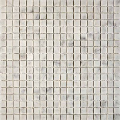 Мозаика Pixel mosaic PIX239 из мрамора Bianco carrara 30x30 серая матовая под мрамор, чип 15х15 мм квадратный