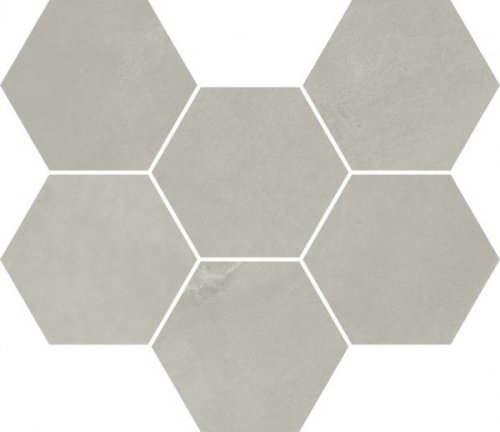 Мозаика Italon 620110000188 Континуум Сильвер Гексагон / Continuum Silver Mosaico Hexagon 25x29 светло-серая натуральная под бетон