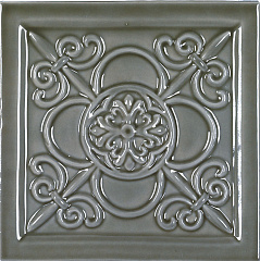 Декор Adex ADST4031 Studio Relieve Vizcaya Eucalyptus 14,8x14,8 серый глянцевый с узорами