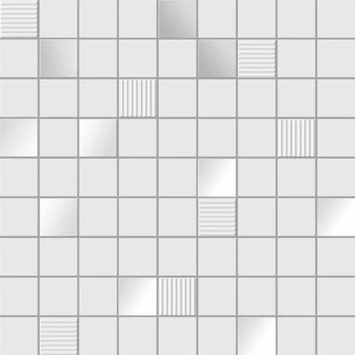 Мозаика Ibero Perlage Mos. Perle 31.6x31.6 микс белая / серая глянцевая, чип квадратный