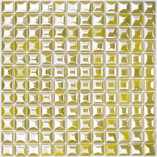 Мозаика Vidrepur С0002698 Edna Green (на сетке) 31.7x31.7 зеленая глянцевая / рельефная 3D узор, чип 25x25 квадратный