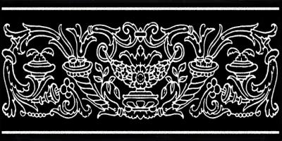 Декор Kerama Marazzi STG\B509\16005 Авеллино 15x7.4 черно-белый глянцевый с орнаментом