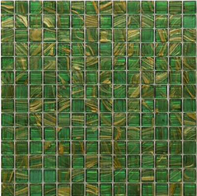 Мозаика ROSE MOSAIC GA26 Gold Star (размер чипа 10x10 мм) 31.8x31.8 зеленая глянцевая авантюрин