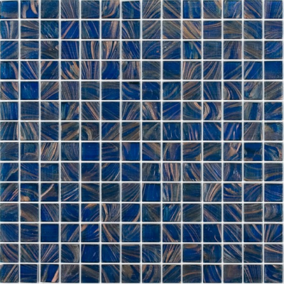 Мозаика ROSE MOSAIC G68 Gold Star (размер чипа 10x10 мм) 31.8x31.8 синяя глянцевая авантюрин