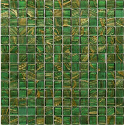 Мозаика ROSE MOSAIC G26 Gold Star (размер чипа 10x10 мм) 31.8x31.8 зеленая глянцевая авантюрин
