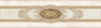 Бордюр Eurotile Ceramica 553 Ermitage 29.5x8.5 бежевый / коричневый глазурованный глянцевый под мрамор