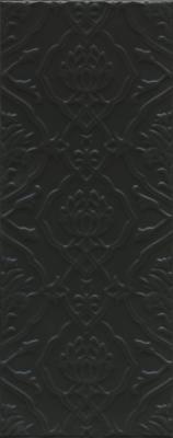 Настенная плитка Kerama Marazzi 7230 Альвао структура 20х50 черная матовая с орнаментом
