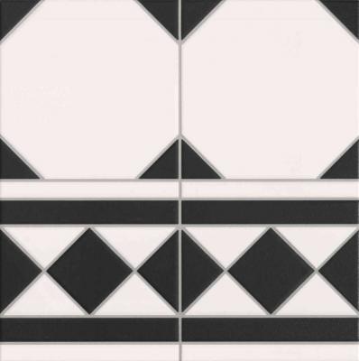 Керамогранит Realonda RLD000028 Oxford Negro Cenefa 33.3x33.3 черный / белый матовый с орнаментом