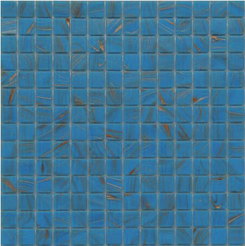 Мозаика ROSE MOSAIC G16 Gold Star (размер чипа 20x20 мм) 32.7x32.7 голубая глянцевая авантюрин