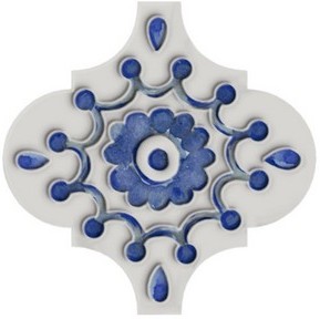 Декоративная плитка Kerama Marazzi VT/A321/65000 Арабески Майолика 6 6.5х6.5 бело-голубая глянцевая с орнаментом