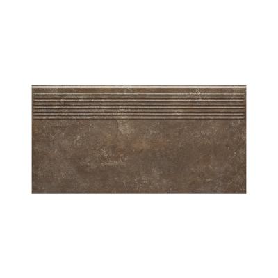 Ступень фронтальная Paradyz Ilario Brown 30x60 с насечками коричневая матовая / противоскользящая под бетон