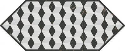 Декоративная плитка Kerama Marazzi HGD/A483/35006 Келуш 4 14х34 черно-белая глянцевая с орнаментом