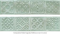 Декоративная плитка Cifre 78795269 Comp.Rodia Turquoise 15x30 зеленая матовая пэчворк