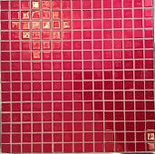 Мозаика Rose Mosaic F134 Shiny 32.7x32.7 красная глянцевая с искрящимся эффектом, чип 20x20 квадратный