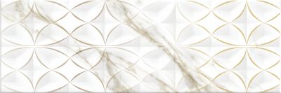 Декоративная плитка EM-TILE УТ-00009344 Valente Stel Deco Gold 20x60 белая глянцевая / матовая под мрамор / орнамент