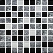 Мозаика Роскошная мозаика МС 2201 30x30 белая/черная/платиновая матовая, чип 15x15 квадратный
