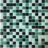 Мозаика Pixel mosaic PIX 111 из стекла 31.6x31.6 зеленая / черная матовая под камень / оттенки цвета, чип 20x20 мм квадратный