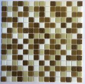 Мозаика Pixel mosaic PIX 112 из стекла 31.6x31.6 белая / коричневая матовая под камень / оттенки цвета, чип 20x20 мм квадратный